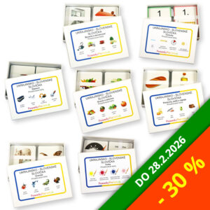 Slovenský jazyk pre deti z Ukrajiny | Словацька мова для дітей з України | Balík 7 učebných pomôcok pre ZŠ a MŠ so zľavou 30% | 914 kariet