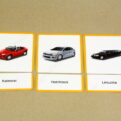 Dopravné prostriedky MAXI - ukážka vybraných kariet s dopravným prostriedkom a kariet s jeho názvom (Osobné autá)