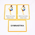 Šport MAXI - kontrolná karta, karta s obrázkom športovej disciplíny, karta s jej názvom a textová karta (Gymnastika)