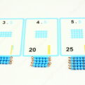 Malá násobilka - karty v kombinácii s montessori perlovým materiálom. (perlový materiál nie je súčasťou pomôcky!)