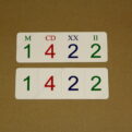 Rímske čísla - priraďovacie karty - priraďovanie kariet s arabskými číslami k rímskym číslam (autokorekcia na rube) - správne riešenie