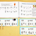 Akordy - Veľké podlhovasté karty s názvom tóniny, označením harmonickej funkcie a akordmi