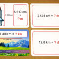 Premena dĺžkových jednotiek | Veľké karty (líce kariet s príkladmi obsahuje príklady s ilustráciou alebo bez ilustrácie)