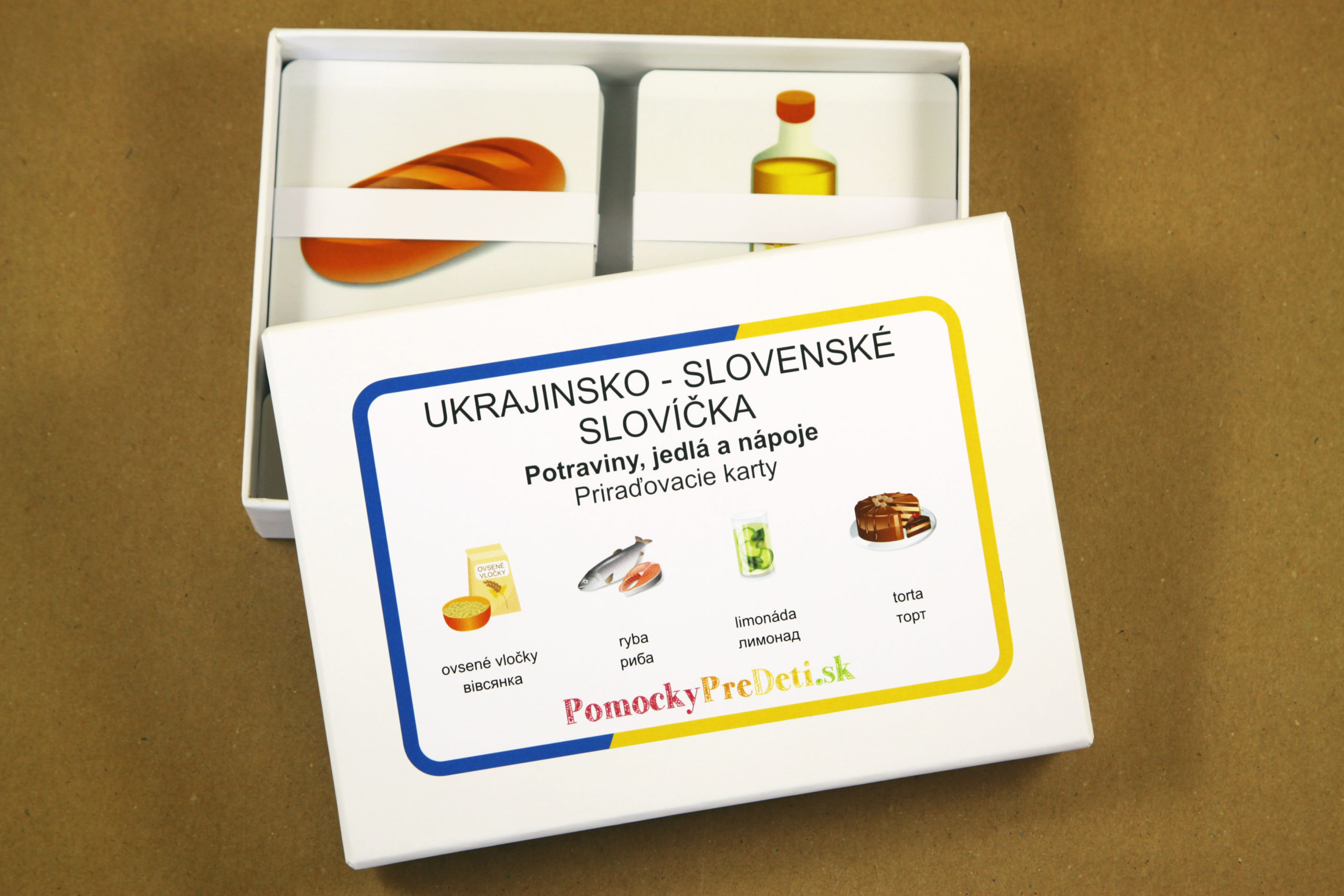 Ukrajinsko-slovenské slovíčka pre deti z Ukrajiny – Potraviny, jedlo a nápoje | Priraďovacie karty