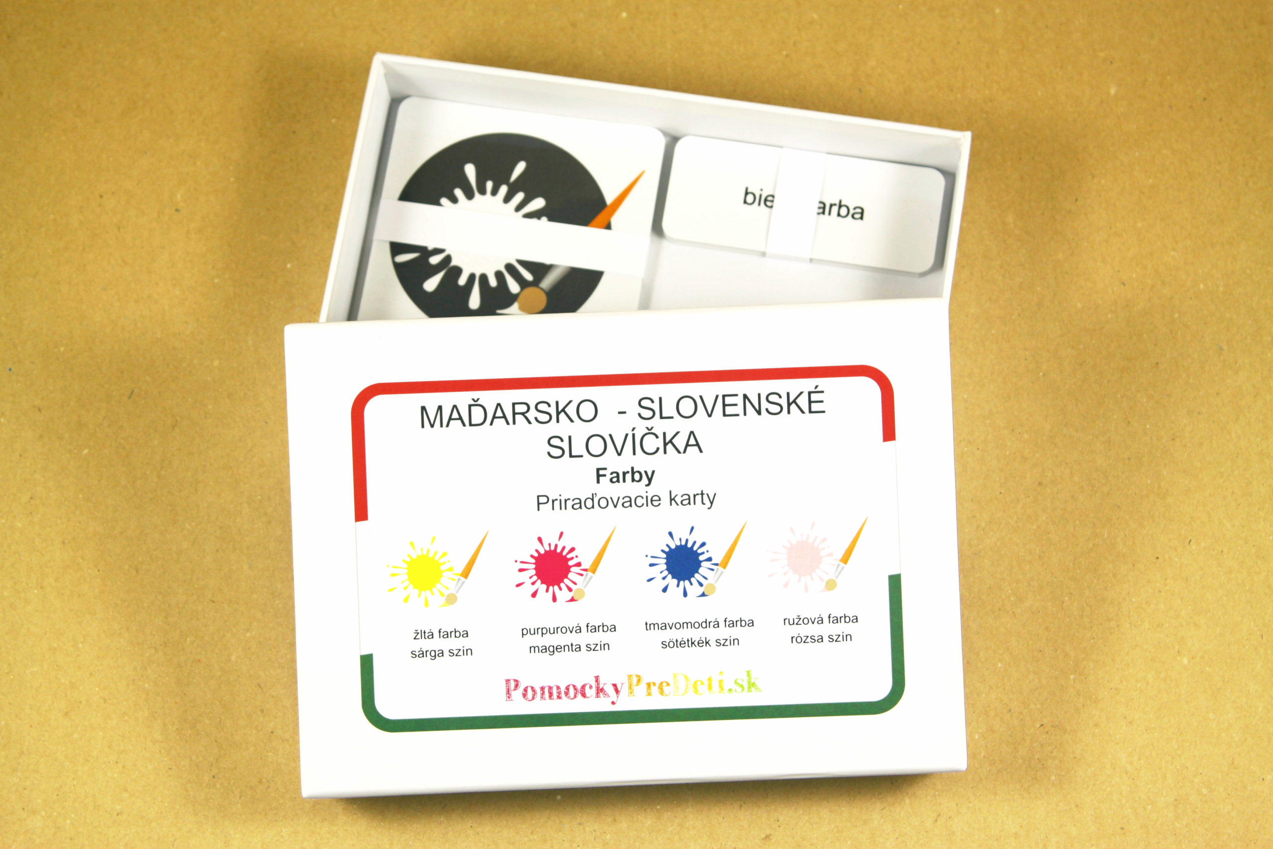 Maďarsko-slovenské slovíčka - Farby | Priraďovacie karty (30ks)